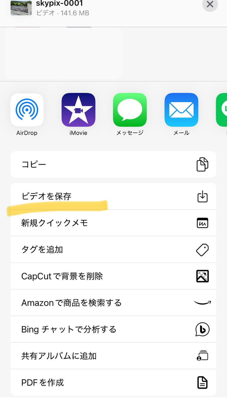 ビデオを保存